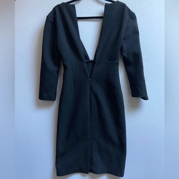 Babaton by Aritzia Masu Deep Plunge V Classic Black Midi Dress - Picture 3 of 16